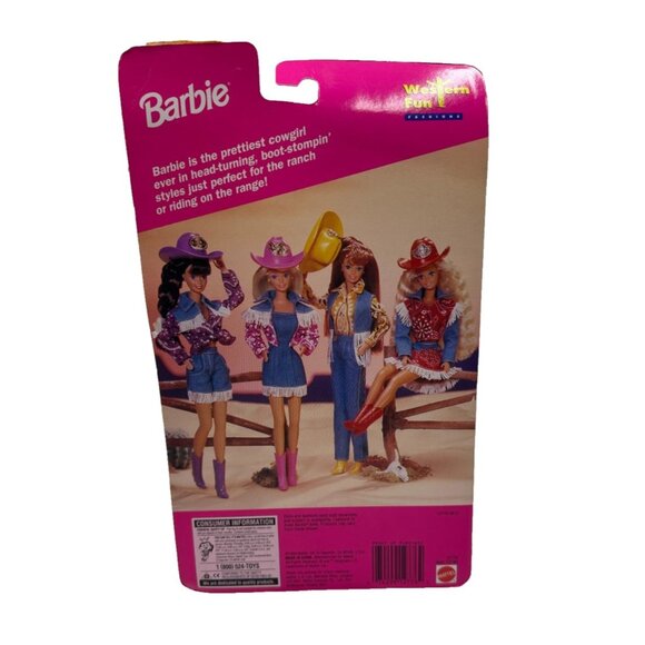 Vintage NIP Barbie Mattel Western Fun Fashions 12780 Outfit Hat Boots Denim - Picture 2 of 2